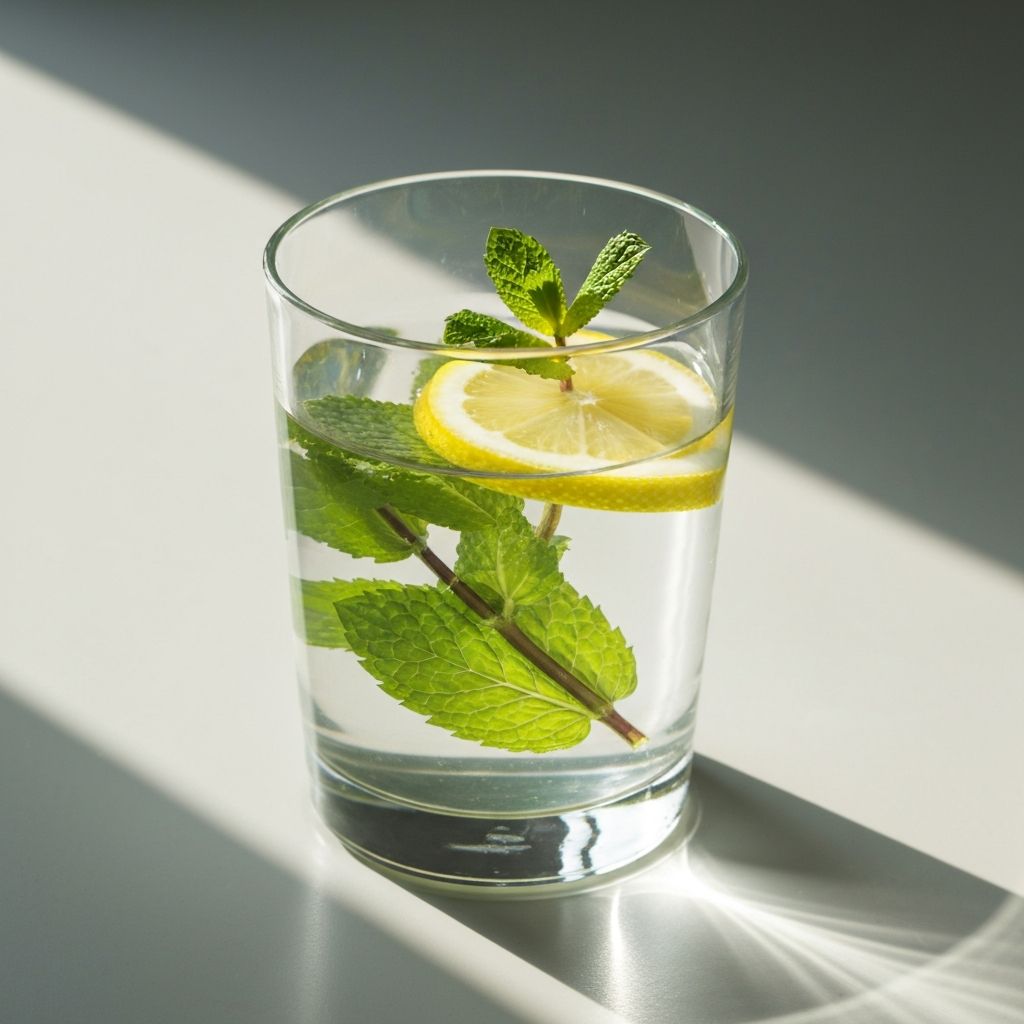 Glass of water with herbs