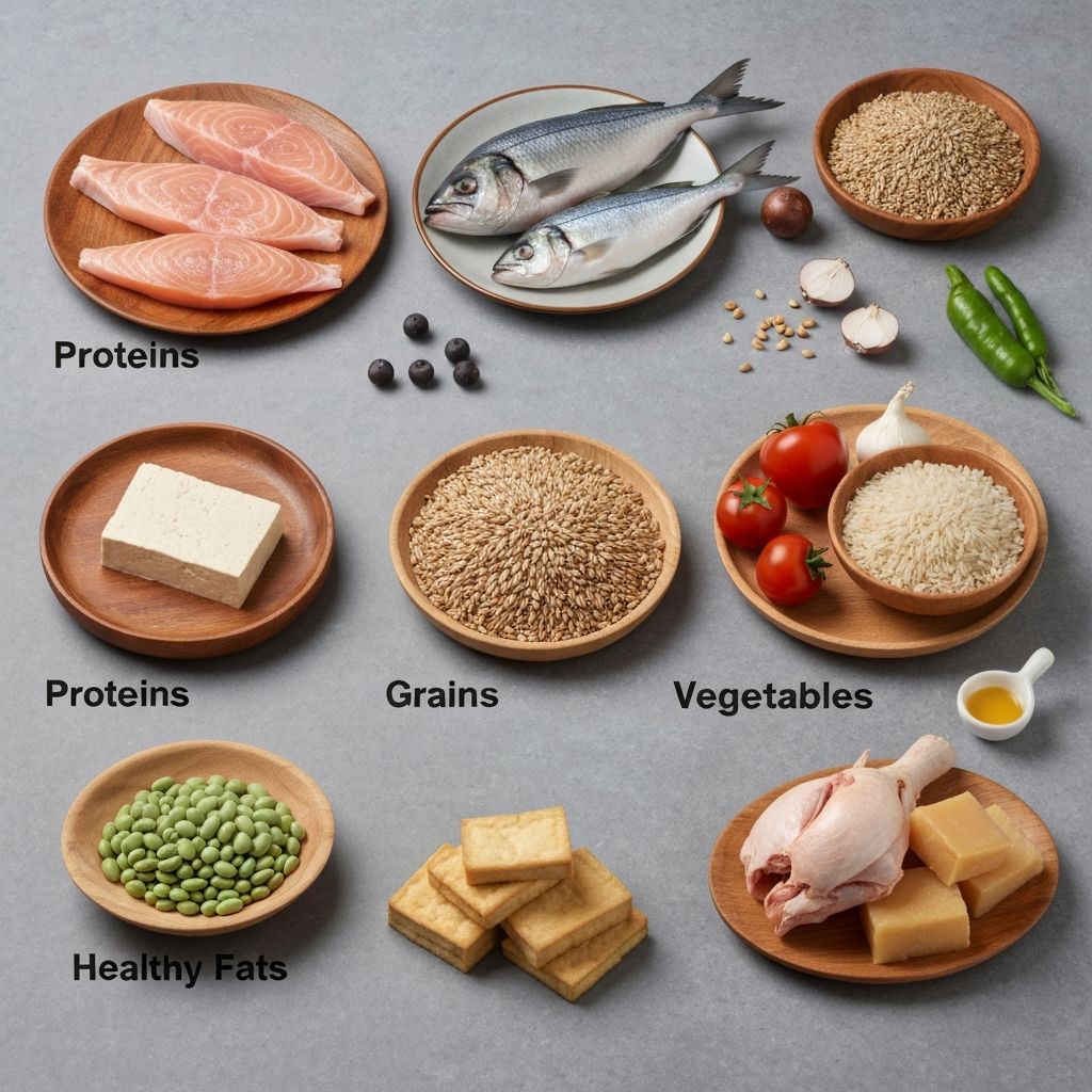 Arrangement of different food groups and macronutrients