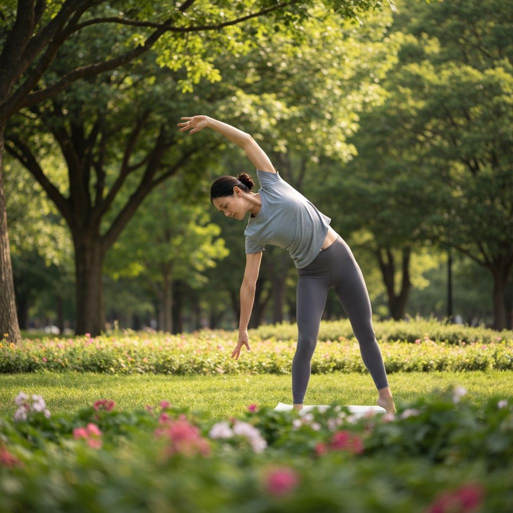 Person practicing yoga outdoors